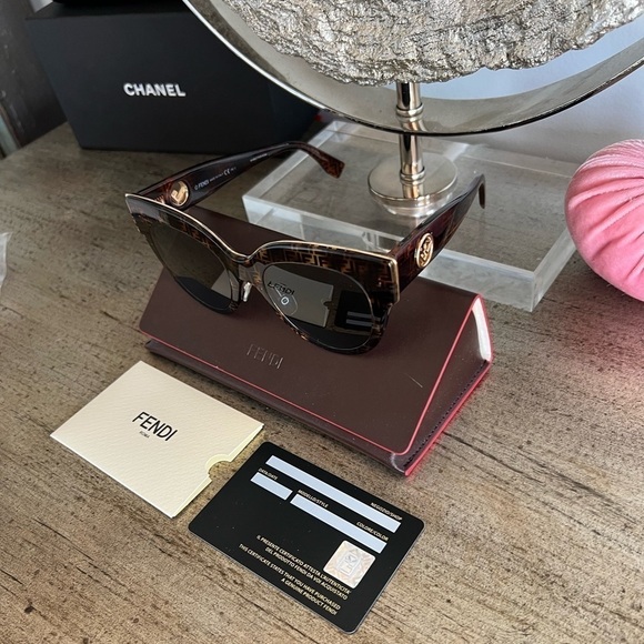 FENDI F is FENDI FF 55mm Havana Cat Eye Sunglasses - Picture 6 of 14